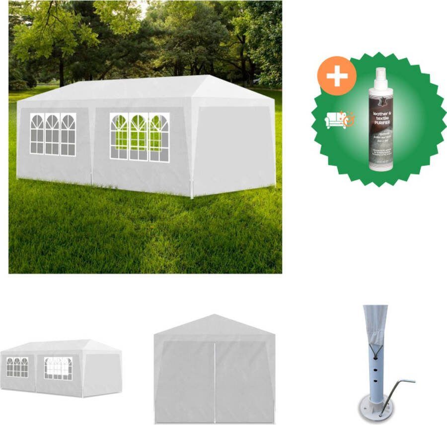 VidaXL Partytent wit 6 zijwanden 3 x 6 m Partytent Inclusief Reiniger