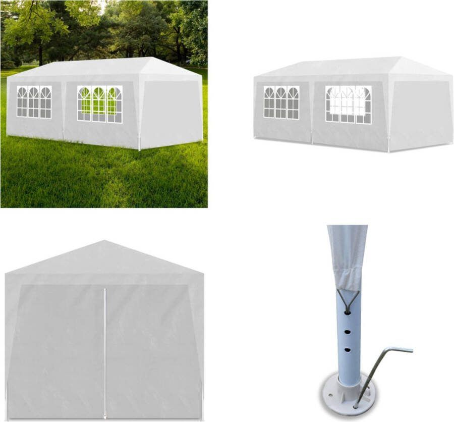 VidaXL Partytent wit 6 zijwanden 3 x 6 m Partytent Partytenten Feesttent Feesttenten