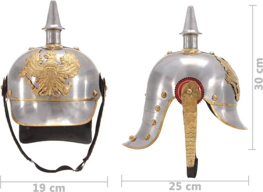 VidaXL Pickelhaube Germaans replica LARP staal zilverkleurig