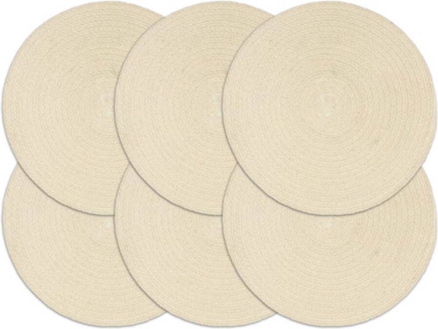 VidaXL Placemats 6 st rond 38 cm katoen natuurlijk