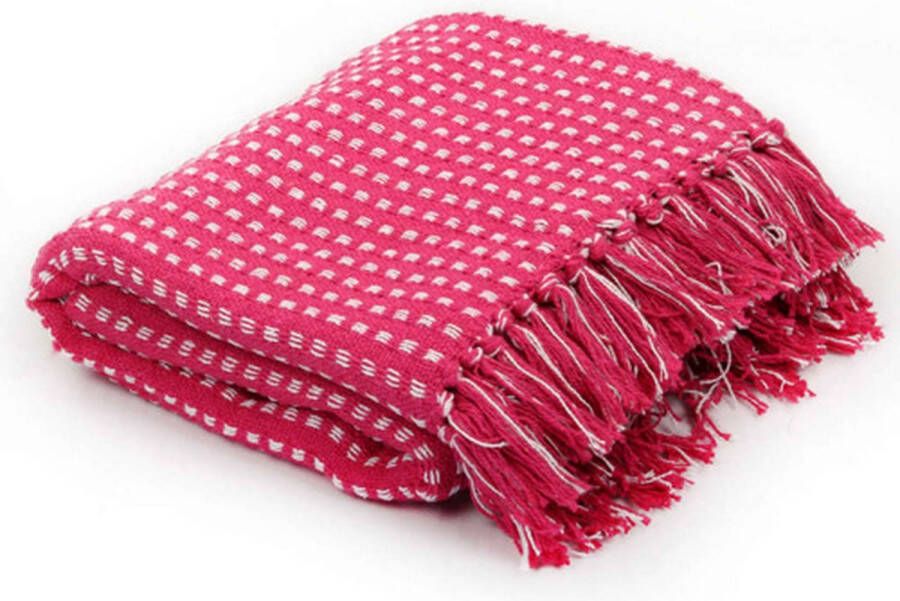 VidaXL Plaid vierkanten 220x250 cm katoen roze VDXL_245335