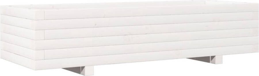VidaXL Plantenbak 110x40x26 5 cm massief grenenhout wit