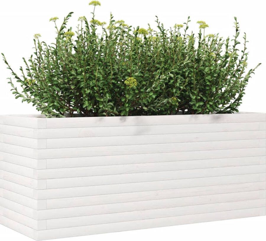 VidaXL Plantenbak 110x40x45 5 cm massief grenenhout wit