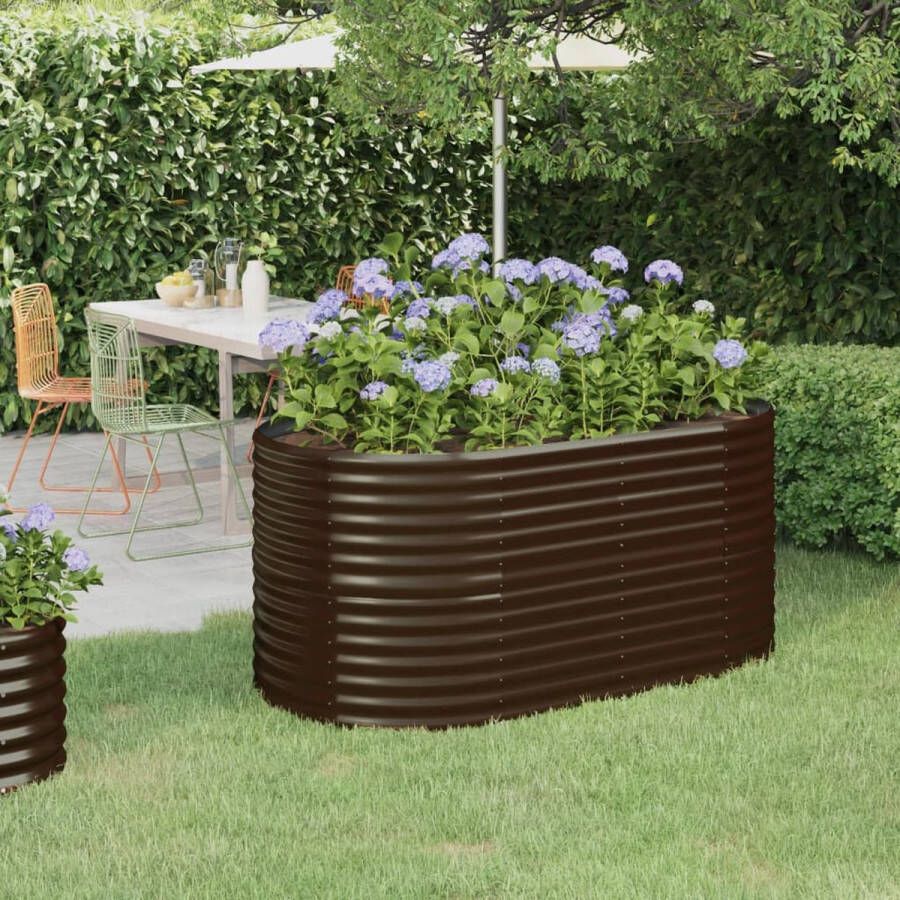 VidaXL -Plantenbak-152x80x68-cm-gepoedercoat-staal-bruin