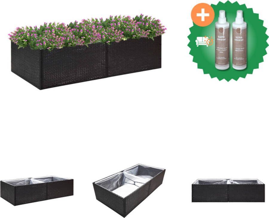 VidaXL Plantenbak 157x80x40 cm poly rattan zwart Bloempot Inclusief Onderhoudsset