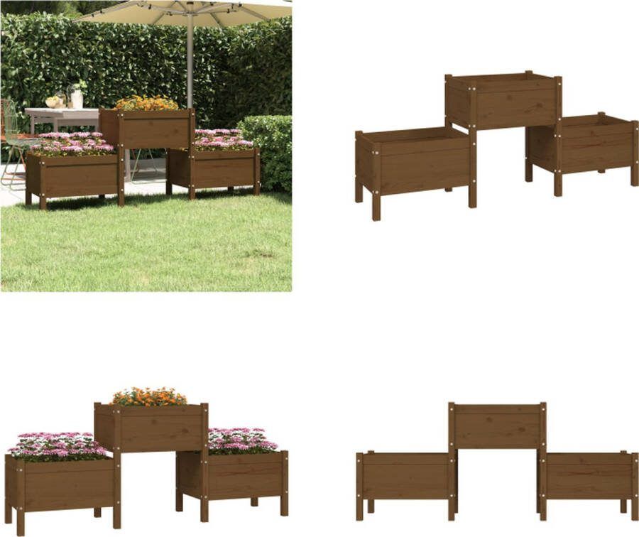 VidaXL Plantenbak 178-5x44x75 cm massief grenenhout honingbruin Plantenbak Plantenbakken Verhoogde Plantenbak Kweekbak