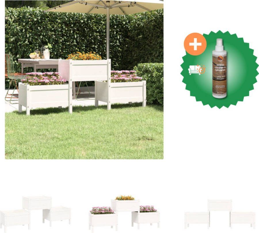 VidaXL Plantenbak 178 5x44x75 cm massief grenenhout wit Bloempot Inclusief Houtreiniger en verfrisser