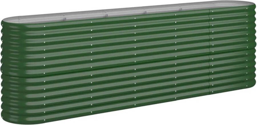 VidaXL -Plantenbak-224x40x68-cm-gepoedercoat-staal-groen