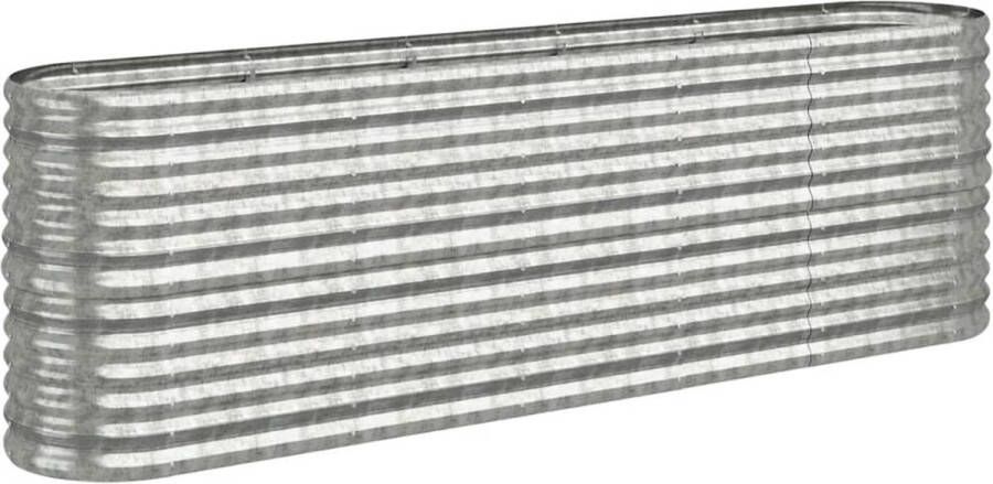 VidaXL -Plantenbak-224x40x68-cm-gepoedercoat-staal-zilverkleurig