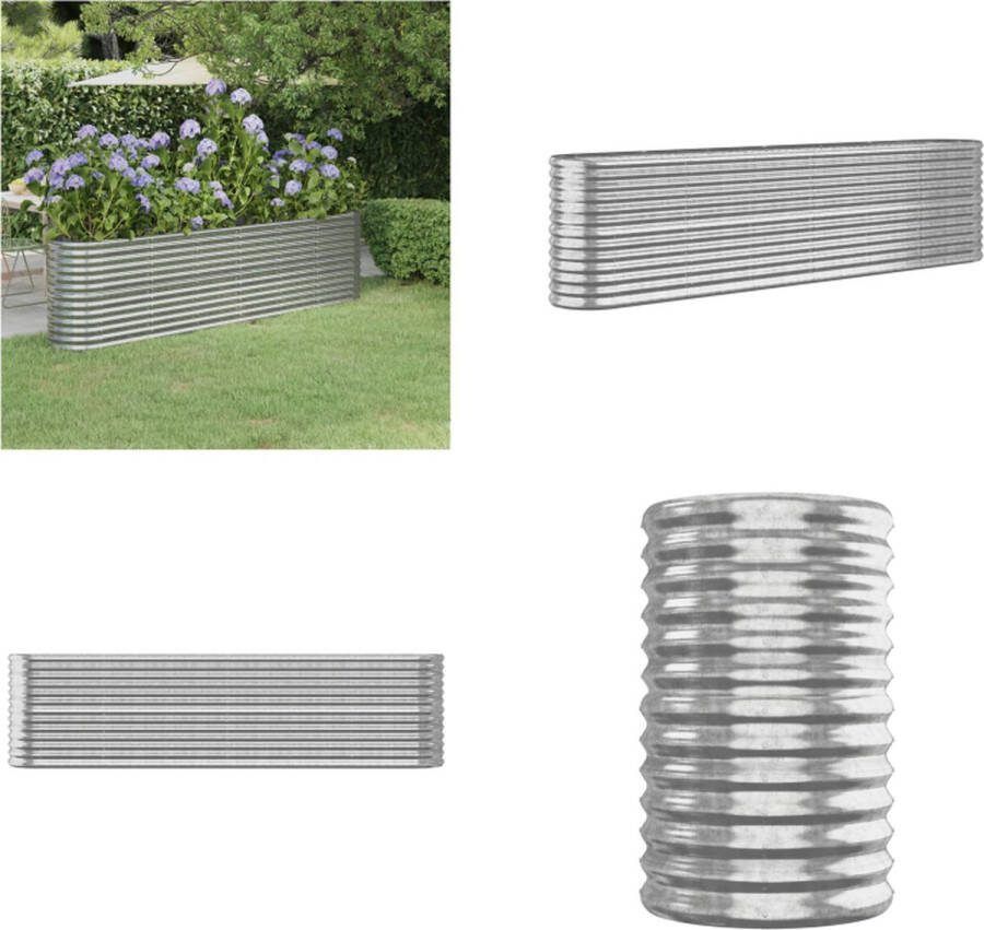 VidaXL Plantenbak 260x40x68 cm gepoedercoat staal zilverkleurig Plantenbak Plantenbakken Bloembak Kweekbak