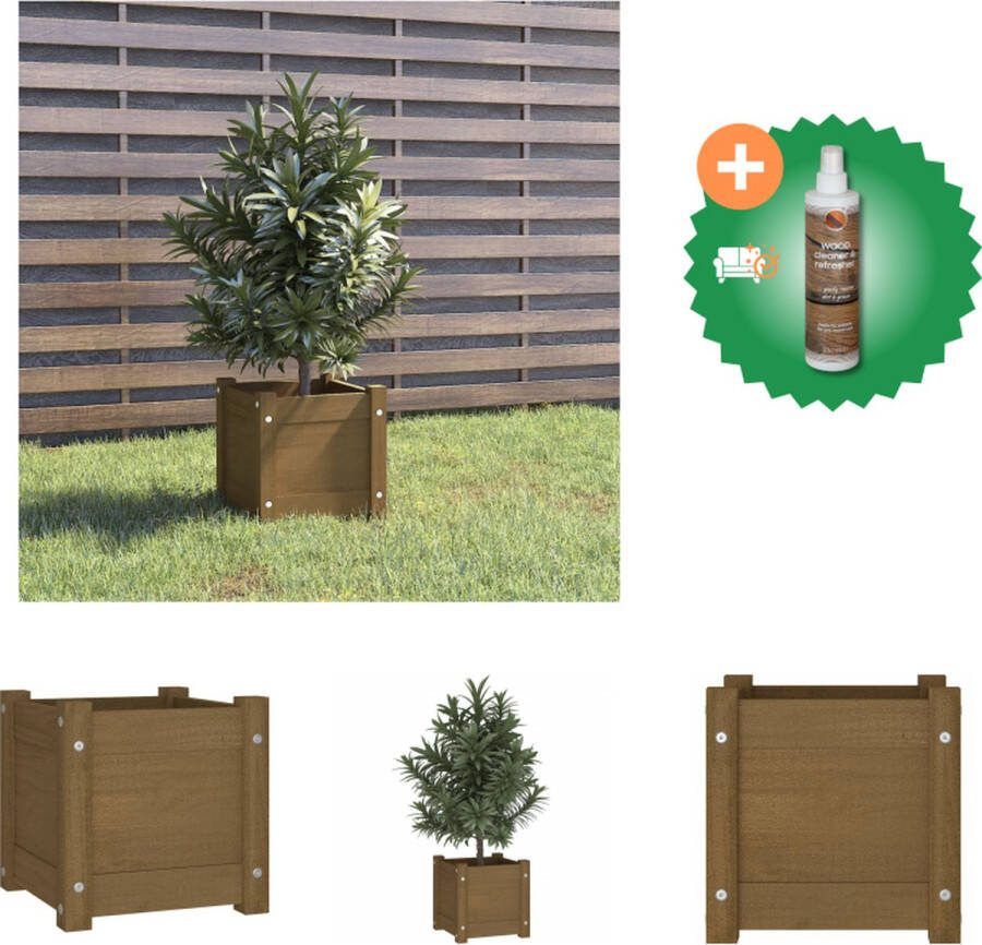 VidaXL Plantenbak 31x31x31 cm massief grenenhout honingbruin Bloempot Inclusief Houtreiniger en verfrisser