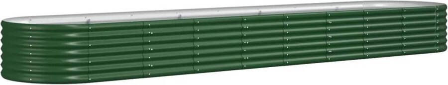 VidaXL -Plantenbak-368x80x36-cm-gepoedercoat-staal-groen