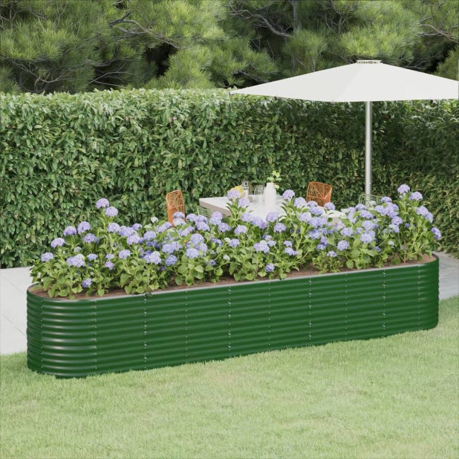 VidaXL -Plantenbak-368x80x68-cm-gepoedercoat-staal-groen