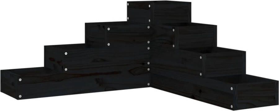 VidaXL Plantenbak 4-laags 80 5x79x36 cm massief grenenhout zwart