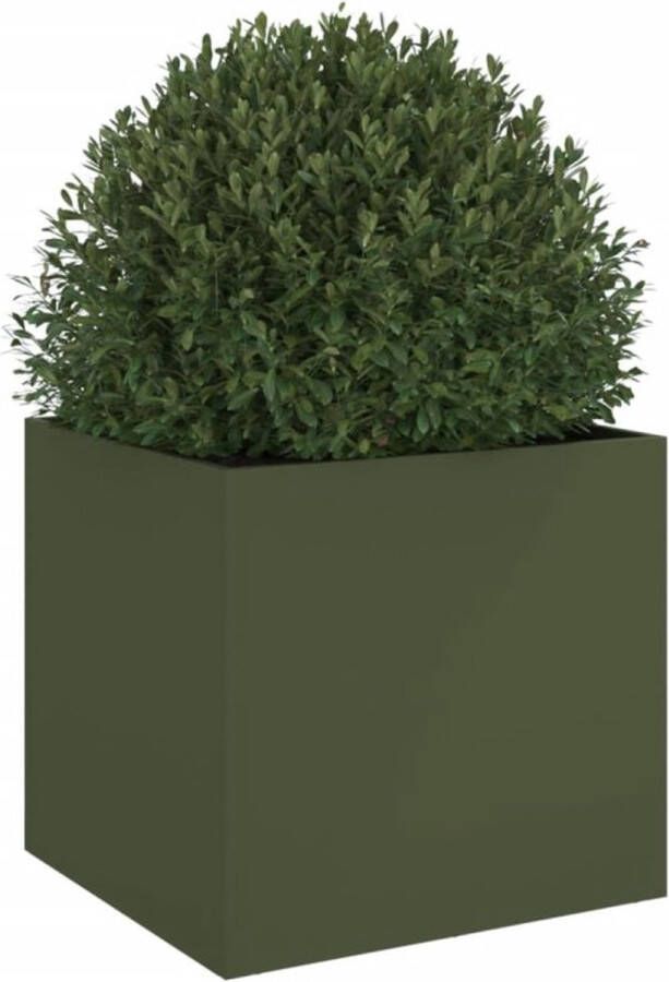 VidaXL Plantenbak 49x47x46 cm staal olijfgroen