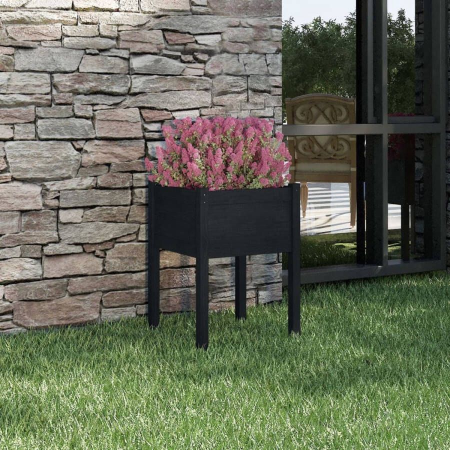 VidaXL -Plantenbak-50x50x70-cm-massief-grenenhout-zwart