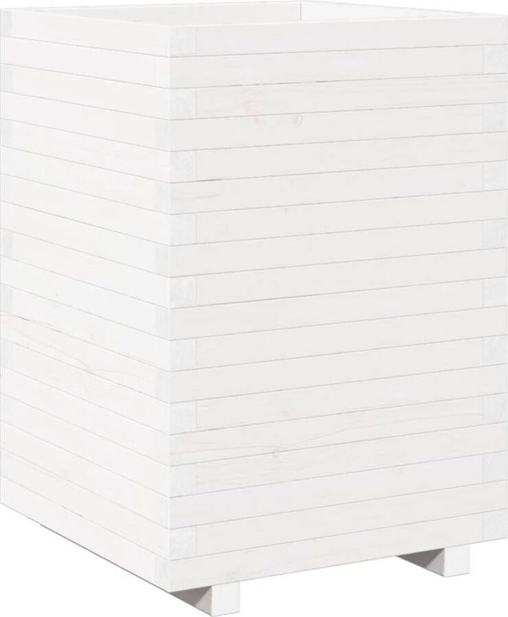 VidaXL Plantenbak 50x50x72 5 cm massief grenenhout wit