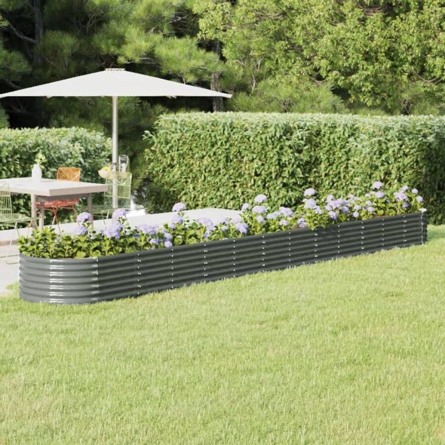 VidaXL -Plantenbak-512x80x36-cm-gepoedercoat-staal-grijs