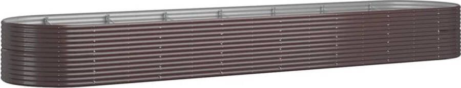 VidaXL -Plantenbak-584x140x68-cm-gepoedercoat-staal-bruin