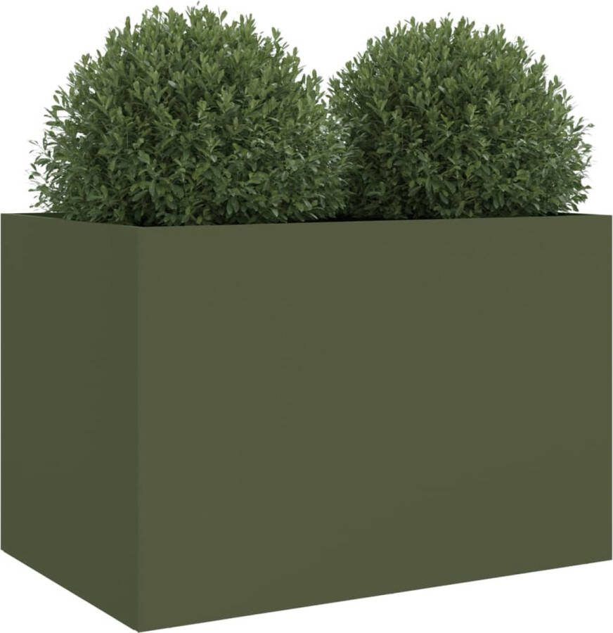 VidaXL Plantenbak 62x47x46 cm staal olijfgroen