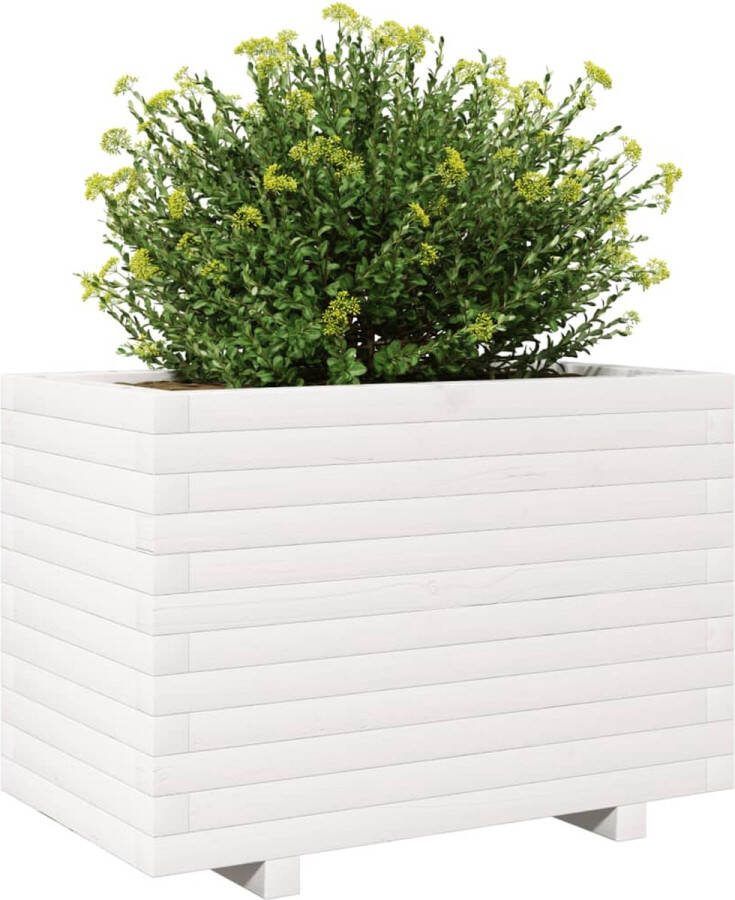 VidaXL Plantenbak 70x40x49 5 cm massief grenenhout wit