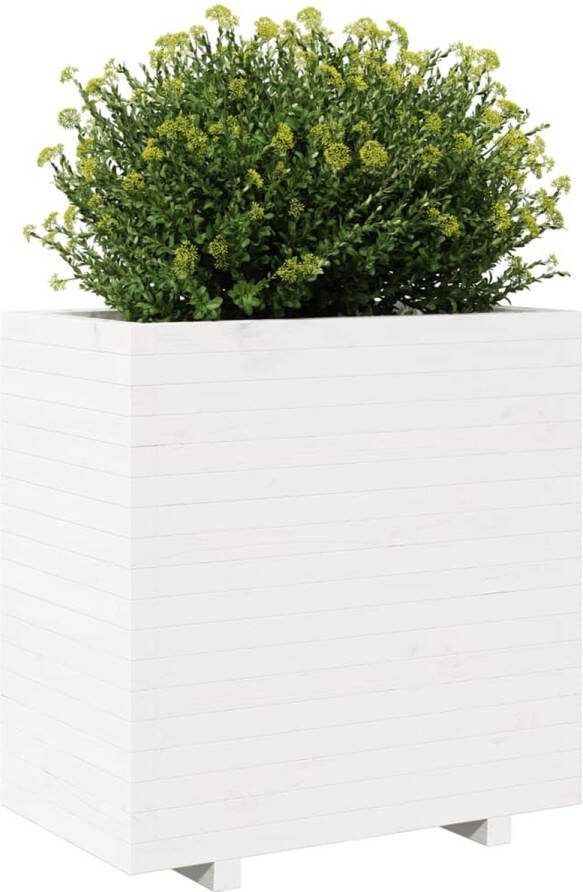 VidaXL Plantenbak 70x40x72 5 cm massief grenenhout wit