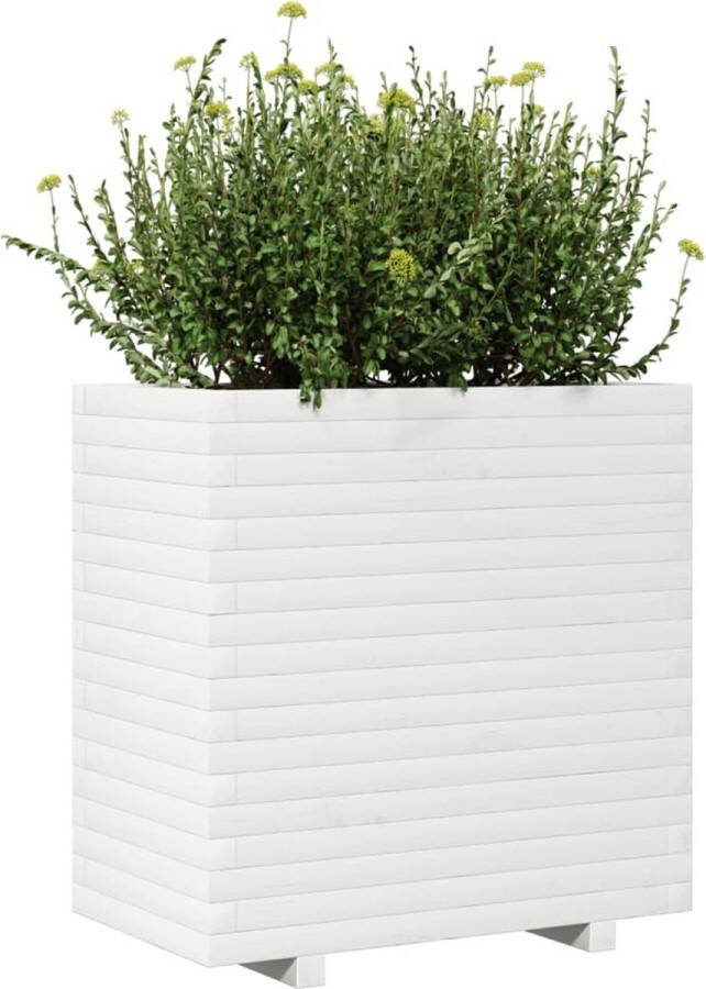 VidaXL Plantenbak 70x40x72 cm massief grenenhout wit
