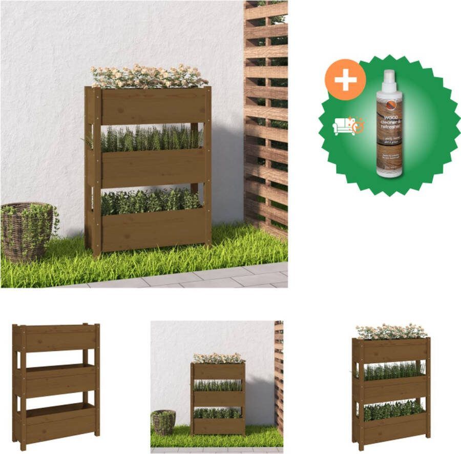 VidaXL Plantenbak 77x25x104 5 cm massief grenenhout honingbruin Bloempot Inclusief Houtreiniger en verfrisser
