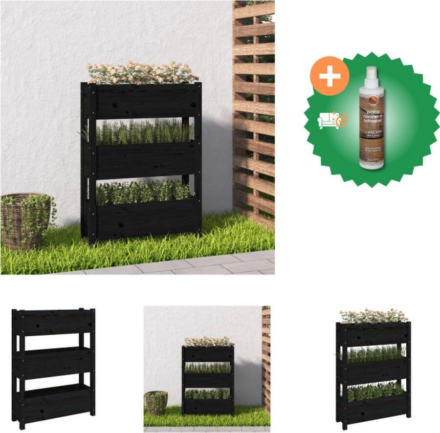 VidaXL Plantenbak 77x25x104 5 cm massief grenenhout zwart Bloempot Inclusief Houtreiniger en verfrisser