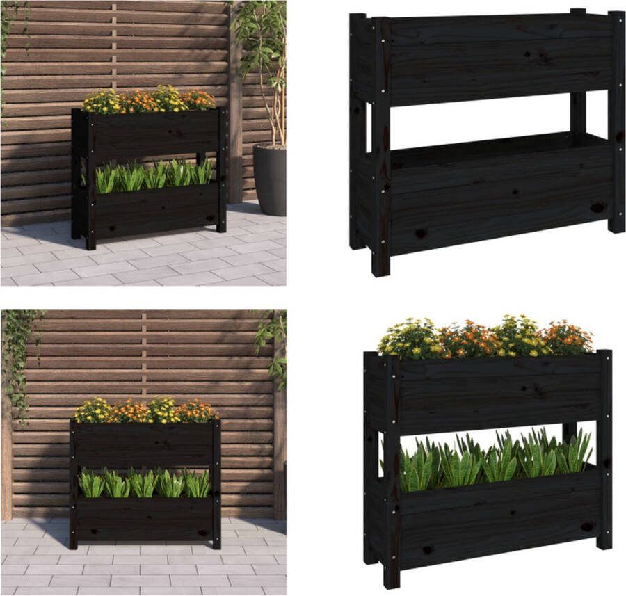 VidaXL Plantenbak 77x25x66 cm massief grenenhout zwart Plantenbak Plantenbakken Verhoogde Plantenbak Verhoogde Plantenbakken