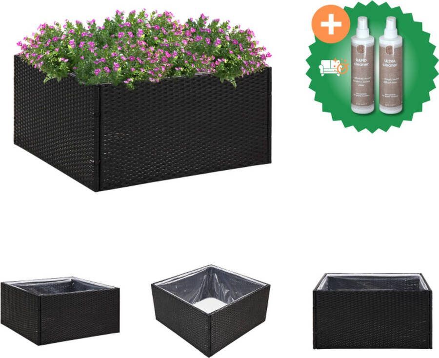 VidaXL Plantenbak 80x80x40 cm poly rattan zwart Bloempot Inclusief Onderhoudsset