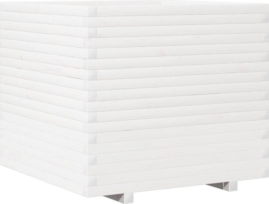 VidaXL Plantenbak 80x80x72 cm massief grenenhout wit