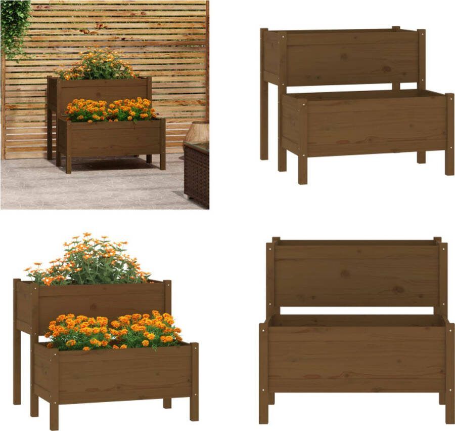 VidaXL Plantenbak 84-5x84x75 cm massief grenenhout honingbruin Plantenbak Plantenbakken Verhoogde Plantenbak Kweekbak