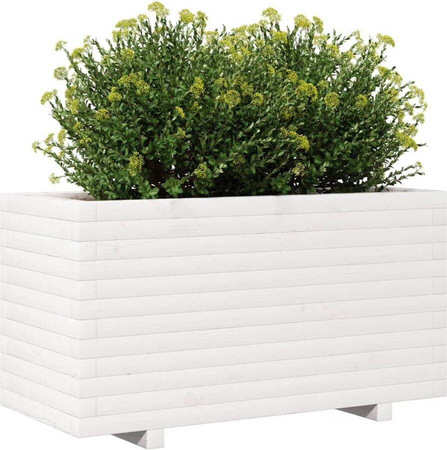 VidaXL Plantenbak 90x40x49 5 cm massief grenenhout wit