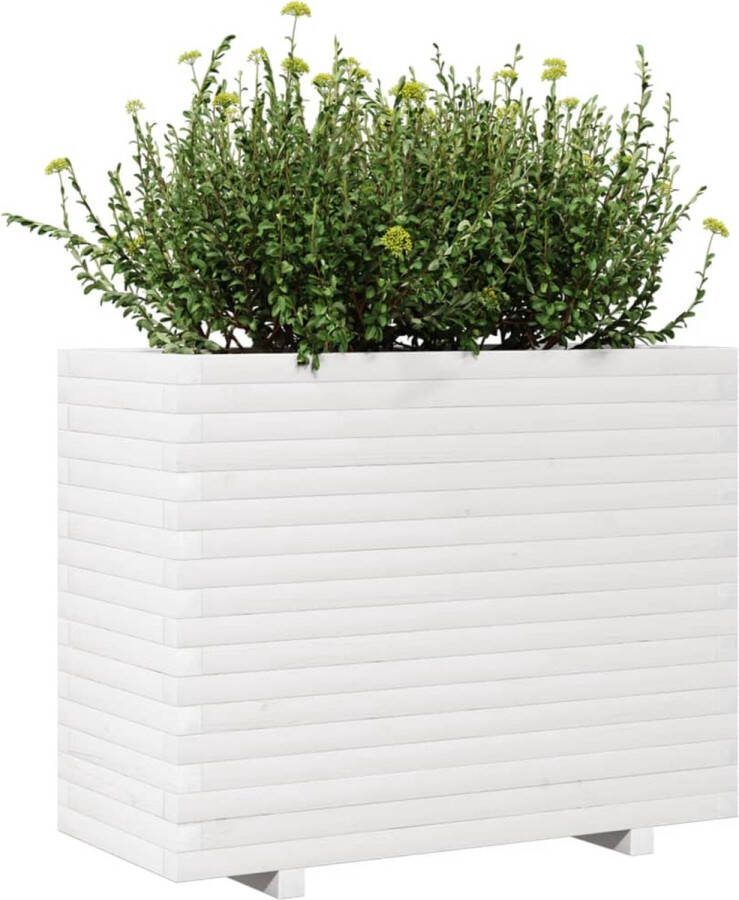 VidaXL Plantenbak 90x40x72 cm massief grenenhout wit