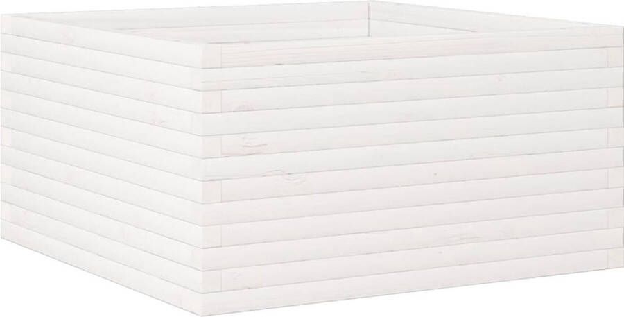 VidaXL Plantenbak 90x90x46 cm massief grenenhout wit