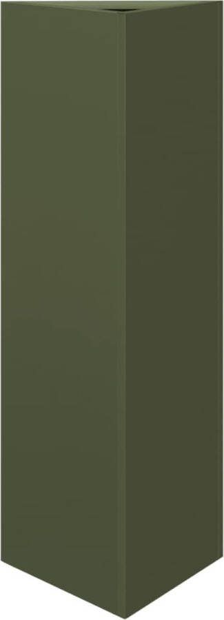VidaXL Plantenbak driehoek 30x26x75 cm staal olijfgroen