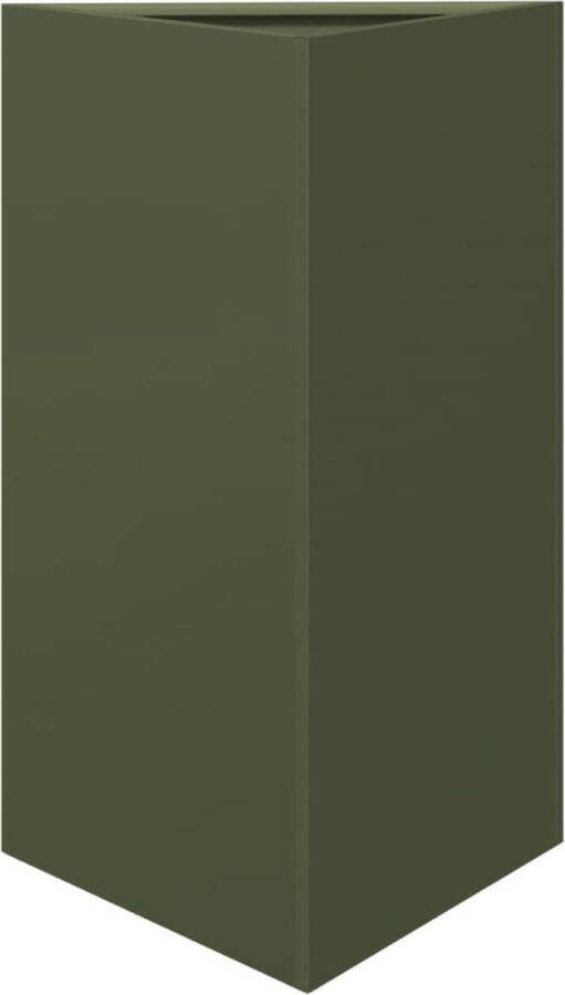 VidaXL Plantenbak driehoek 50x43x75 cm staal olijfgroen