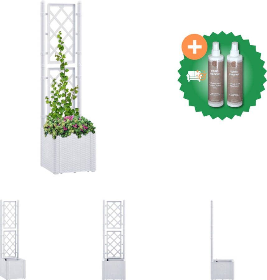 VidaXL Plantenbak hoog met latwerk en zelfbewateringssysteem wit Bloempot Inclusief Onderhoudsset