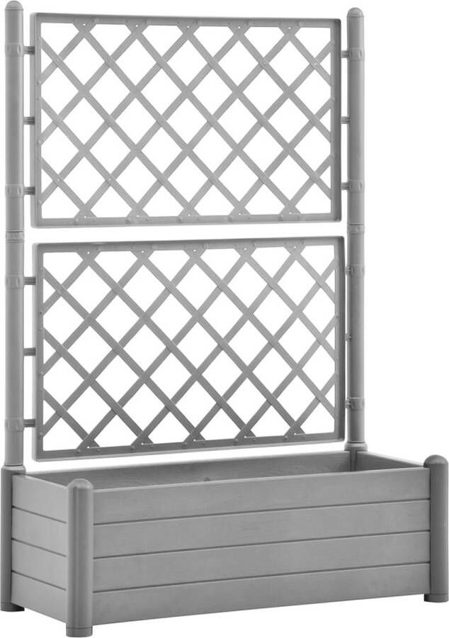 VidaXL Plantenbak met latwerk 100x43x142 cm PP-steen grijs