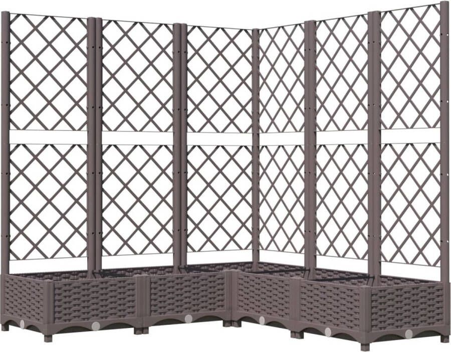 VidaXL -Plantenbak-met-latwerk-120x120x121 5-cm-polypropeen-bruin