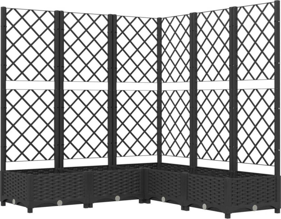 VidaXL -Plantenbak-met-latwerk-120x120x121 5-cm-polypropeen-zwart