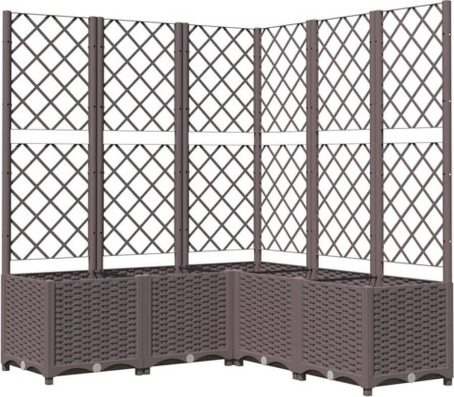 VidaXL Plantenbak met latwerk 120x120x136 cm polypropeen bruin