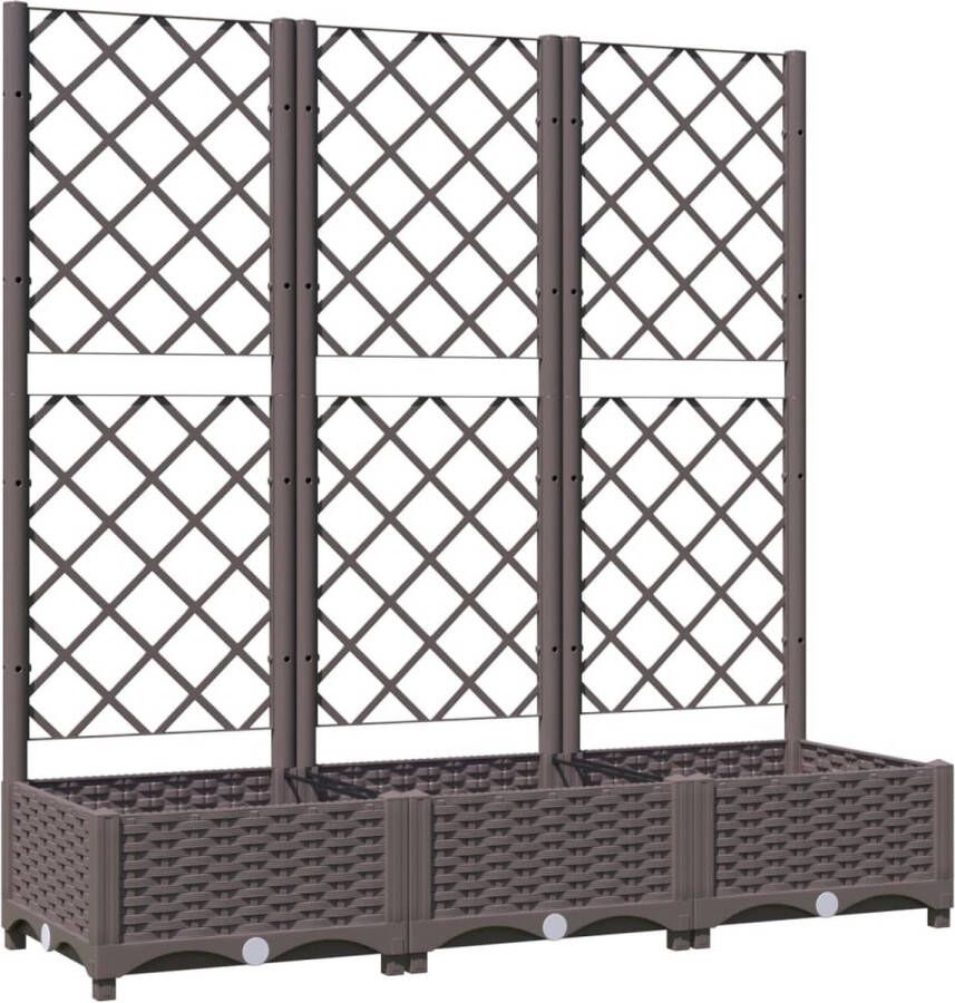 VidaXL -Plantenbak-met-latwerk-120x40x121 5-cm-polypropeen-bruin