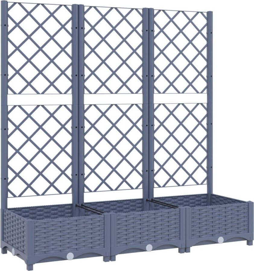 VidaXL -Plantenbak-met-latwerk-120x40x121 5-cm-polypropeen-donkergrijs