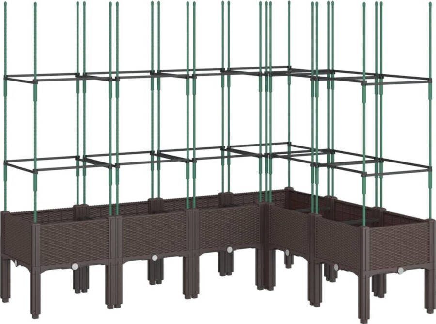 VidaXL Plantenbak met latwerk 160x120x142 5 cm polypropeen bruin