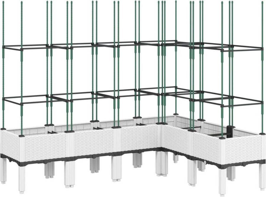 VidaXL Plantenbak met latwerk 160x120x142 5 cm polypropeen wit