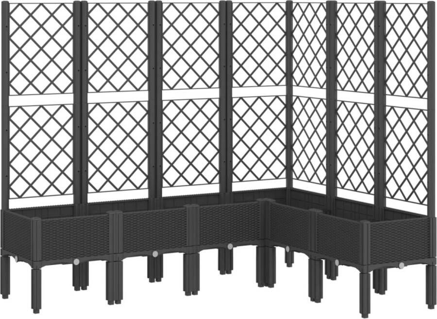 VidaXL Plantenbak met latwerk 160x120x142 cm polypropeen zwart
