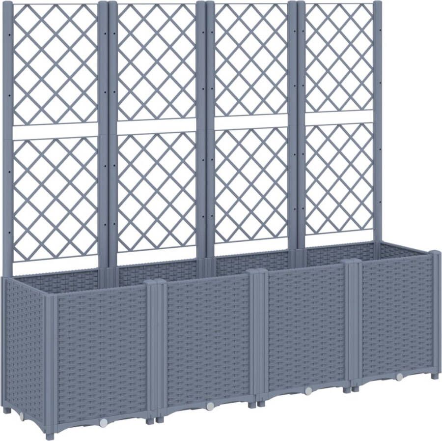 VidaXL Plantenbak met latwerk 160x40x140 cm polypropeen grijs