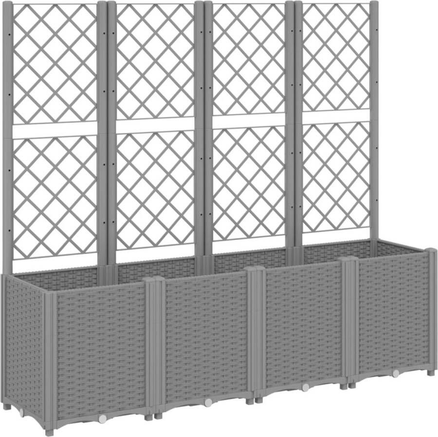 VidaXL Plantenbak met latwerk 160x40x140 cm polypropeen lichtgrijs